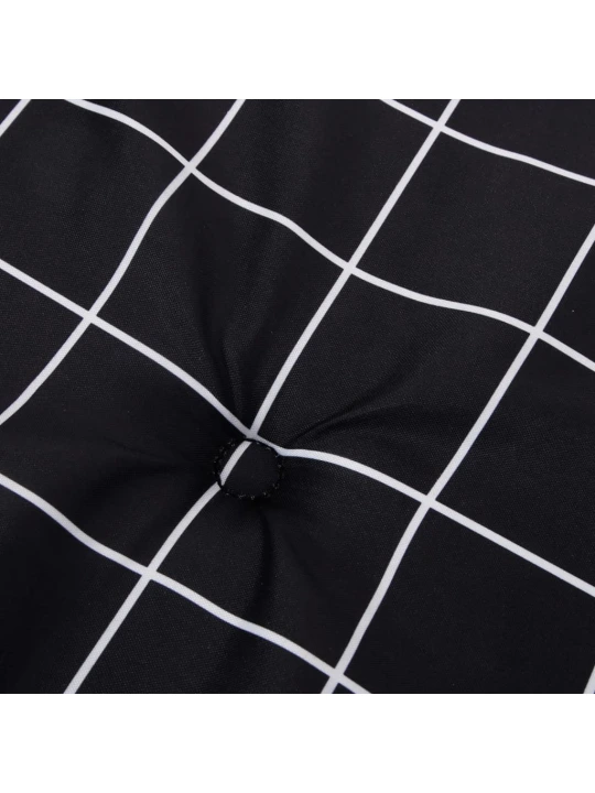 Podušky na zahradní židli 4 ks černé kárované 50x50x3 cm textil