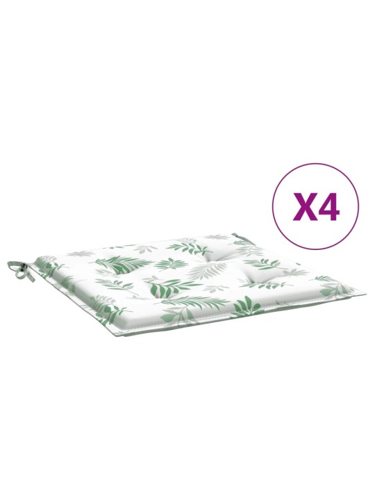 Podušky na židli 4 ks vzor listů 50 x 50 x 3 cm textil