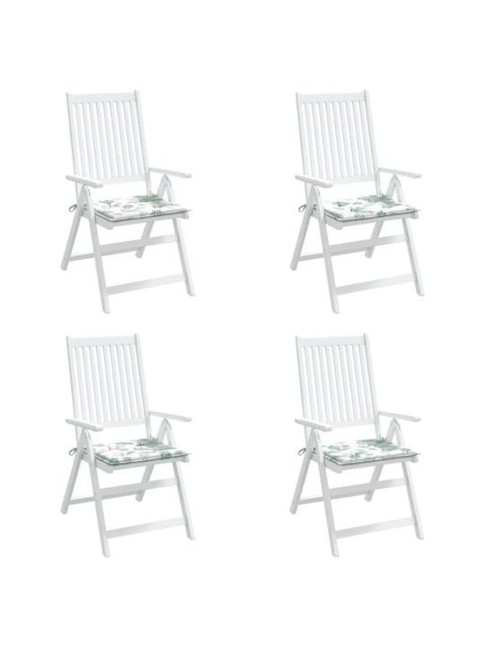 Podušky na židli 4 ks vzor listů 50 x 50 x 3 cm textil