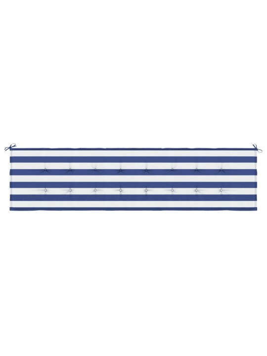 Poduška na zahradní lavici modré a bílé pruhy 200x50x4cm textil