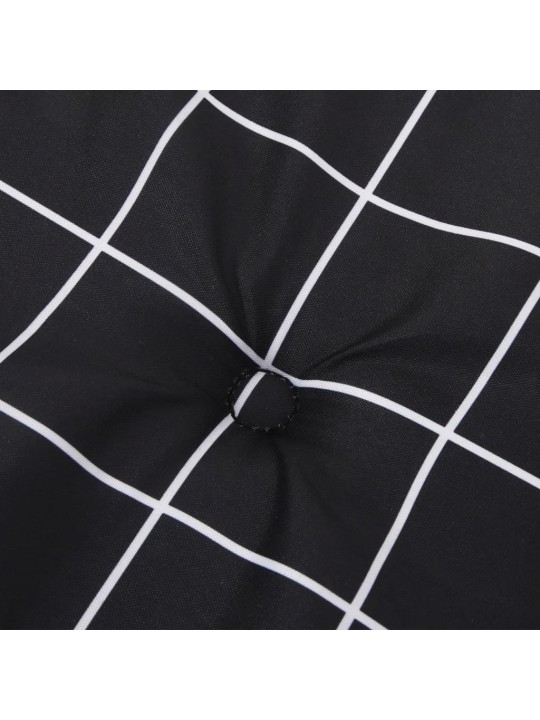 Poduška na zahradní lavici černá károvaná 200x50x4 cm textil