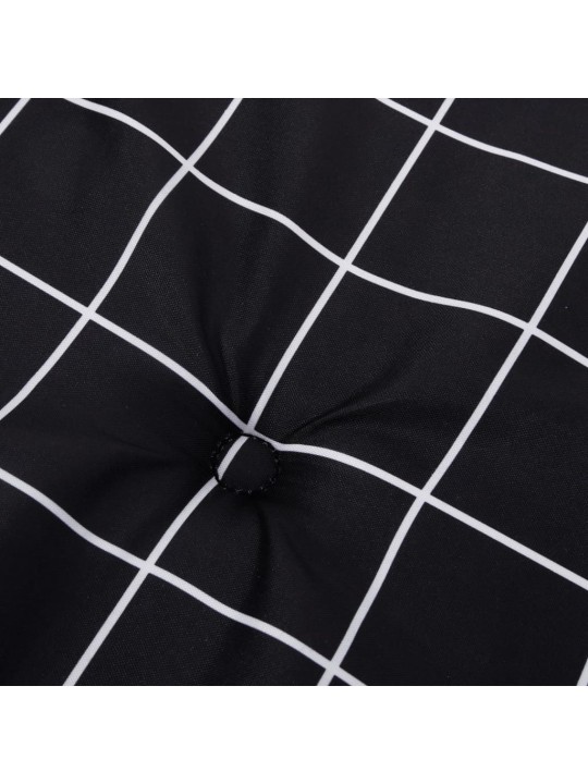 Podušky na židli s vysokým opěradlem 4 ks černé kárované textil