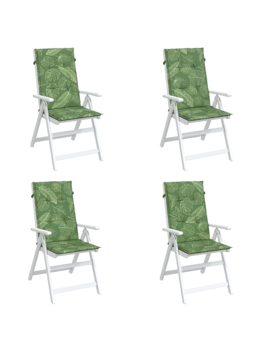 Podušky na židli s vysokým opěradlem 4 ks vzor listů textil