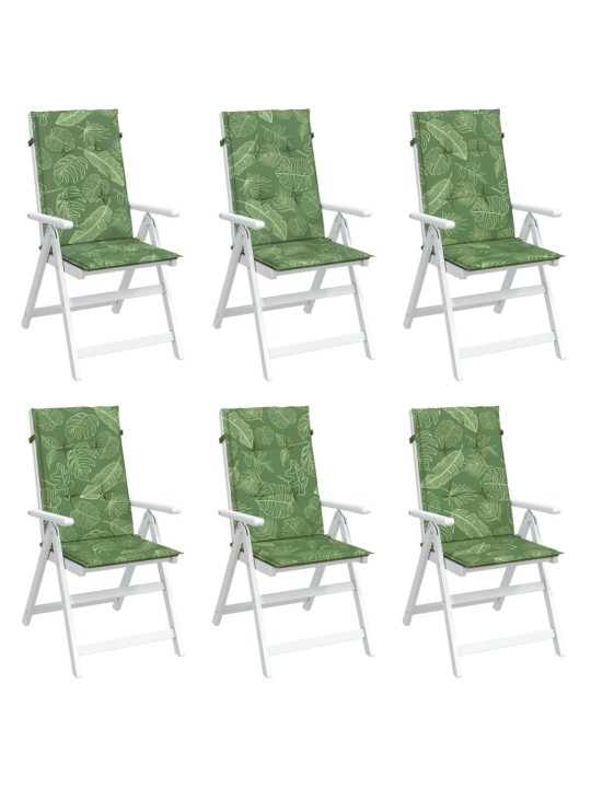 Podušky na židli s vysokým opěradlem 6 ks vzor listů textil