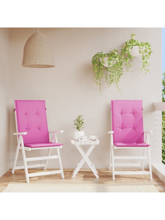 Podušky na židli vysoké opěradlo 2 ks růžové 120x50x3 cm textil