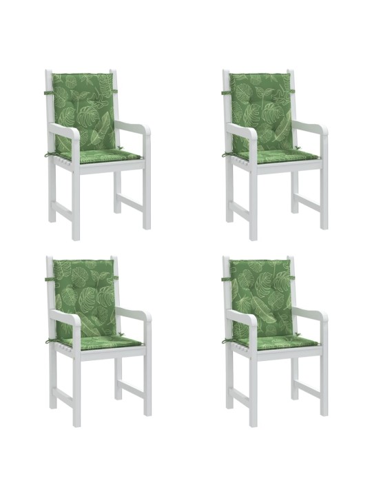 Podušky na židli s nízkým opěradlem 4 ks vzor listů textil