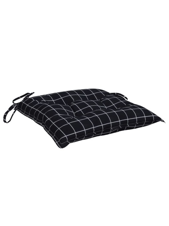 Podušky na židli 6 ks černé kárované 40 x 40 x 7 cm textil