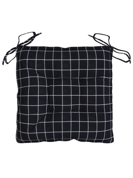 Podušky na židli 6 ks černé kárované 40 x 40 x 7 cm textil