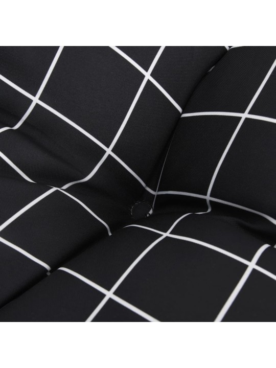 Podušky na židli 6 ks černé kárované 40 x 40 x 7 cm textil