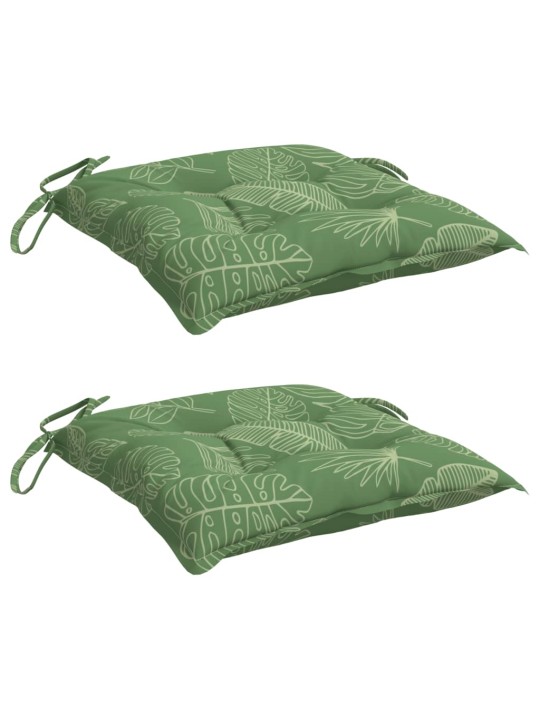 Podušky na židli 2 ks vzor listů 40 x 40 x 7 cm textil
