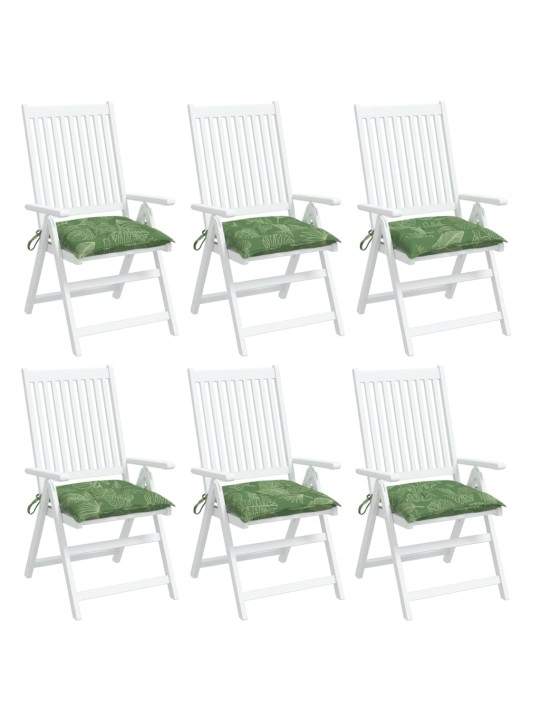 Podušky na židli 6 ks vzor listů 40 x 40 x 7 cm textil