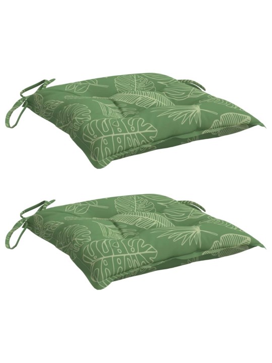 Podušky na židli 2 ks vzor listů 50 x 50 x 7 cm textil