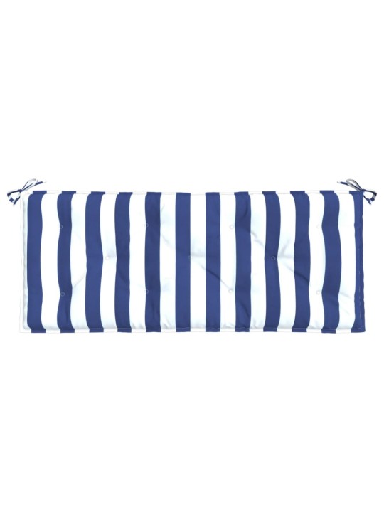 Poduška na zahradní lavici modré a bílé pruhy 120x50x7cm textil