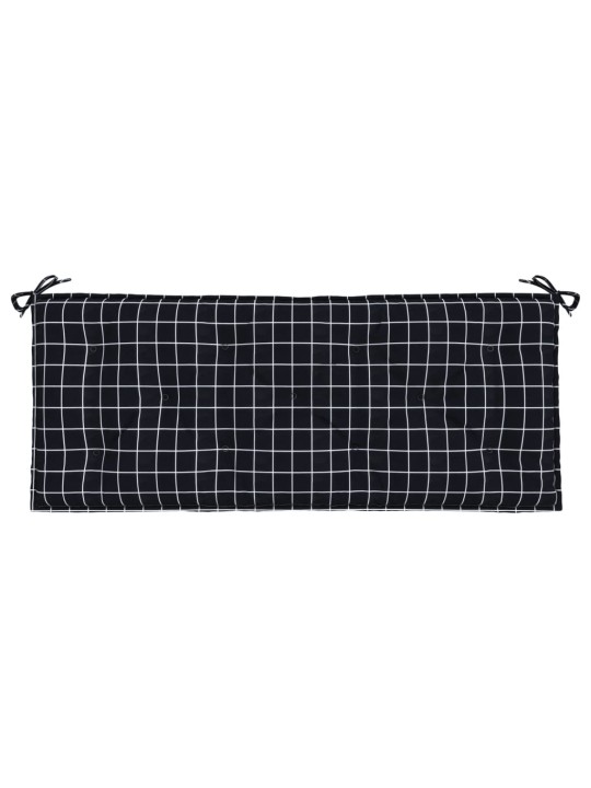 Poduška na zahradní lavici černá károvaná 120x50x7 cm textil