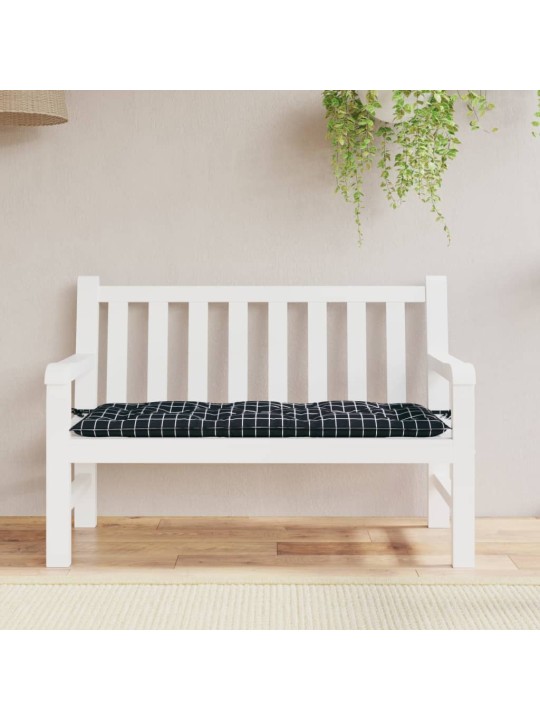 Poduška na zahradní lavici černá károvaná 120x50x7 cm textil