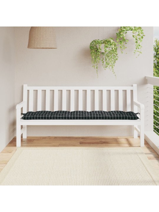 Poduška na zahradní lavici černá károvaná 180x50x7 cm oxford