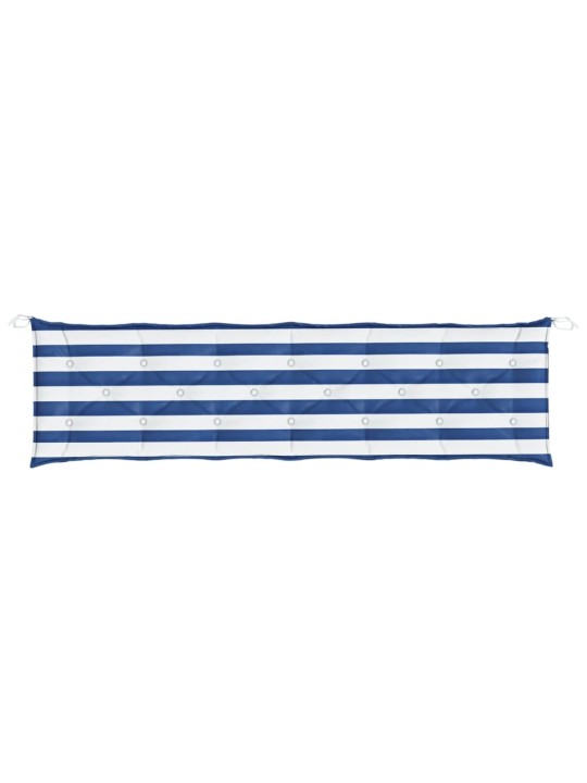 Poduška na zahradní lavici modré a bílé pruhy 200x50x7cm textil