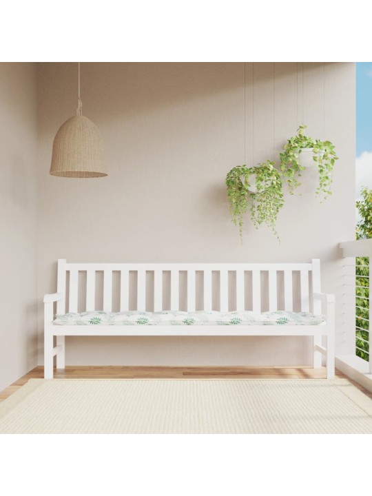 Poduška na zahradní lavici vzor listů 200 x 50 x 7 cm textil