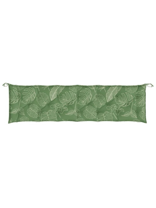 Poduška na zahradní lavici vzor listů 200 x 50 x 7 cm textil