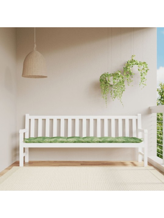 Poduška na zahradní lavici vzor listů 200 x 50 x 7 cm textil