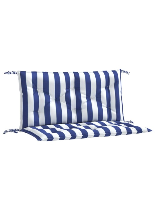 Podušky na lavici 2 ks modré a bílé pruhy 100x50x7 cm textil
