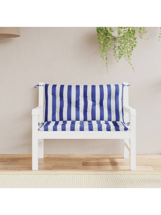 Podušky na lavici 2 ks modré a bílé pruhy 100x50x7 cm textil