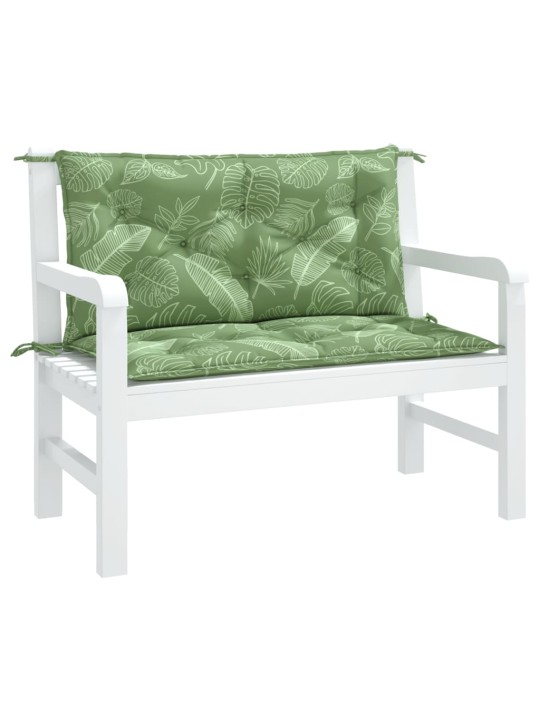 Podušky na zahradní lavici 2 ks vzor listů 100x50x7 cm textil
