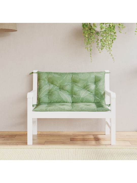 Podušky na zahradní lavici 2 ks vzor listů 100x50x7 cm textil