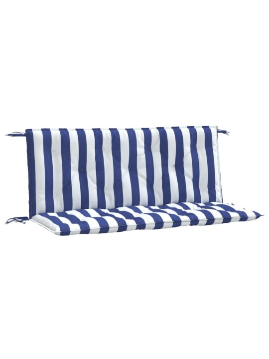 Podušky na lavici 2 ks modré a bílé pruhy 120x50x7 cm textil
