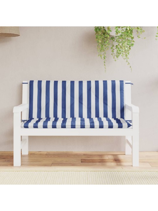 Podušky na lavici 2 ks modré a bílé pruhy 120x50x7 cm textil