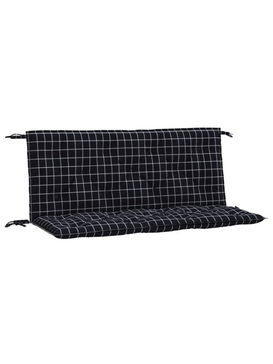 Podušky na lavici 2 ks černé kárované 120 x 50 x 7 cm textil