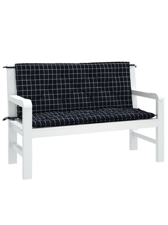 Podušky na lavici 2 ks černé kárované 120 x 50 x 7 cm textil