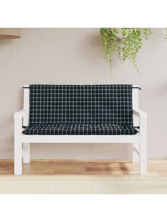 Podušky na lavici 2 ks černé kárované 120 x 50 x 7 cm textil