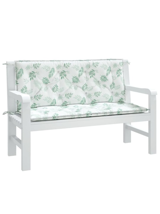 Podušky na zahradní lavici 2 ks vzor listů 120x50x7 cm textil
