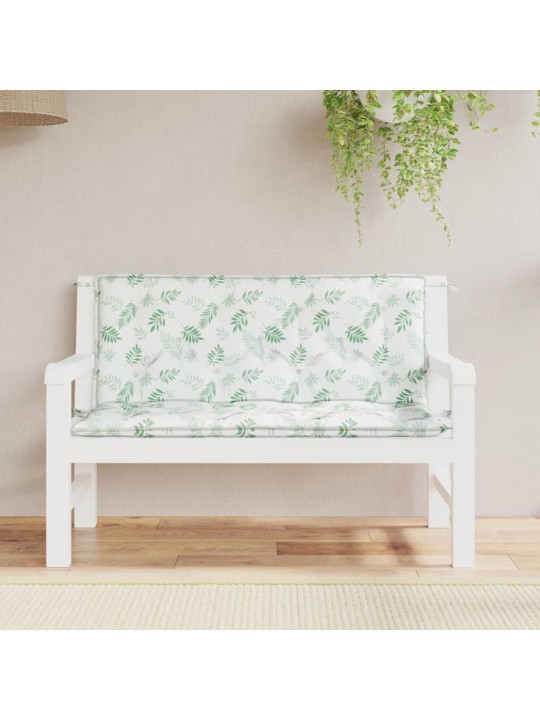 Podušky na zahradní lavici 2 ks vzor listů 120x50x7 cm textil