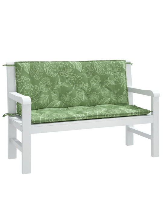 Podušky na zahradní lavici 2 ks vzor listů 120x50x7 cm textil