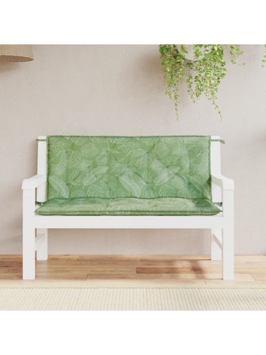 Podušky na zahradní lavici 2 ks vzor listů 120x50x7 cm textil