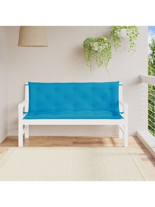 Podušky na zahradní lavici 2 ks světle modré 150x50x7 cm