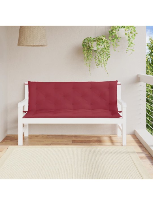 Podušky na zahradní lavici 2 ks vínové 150x50x7 cm látka oxford