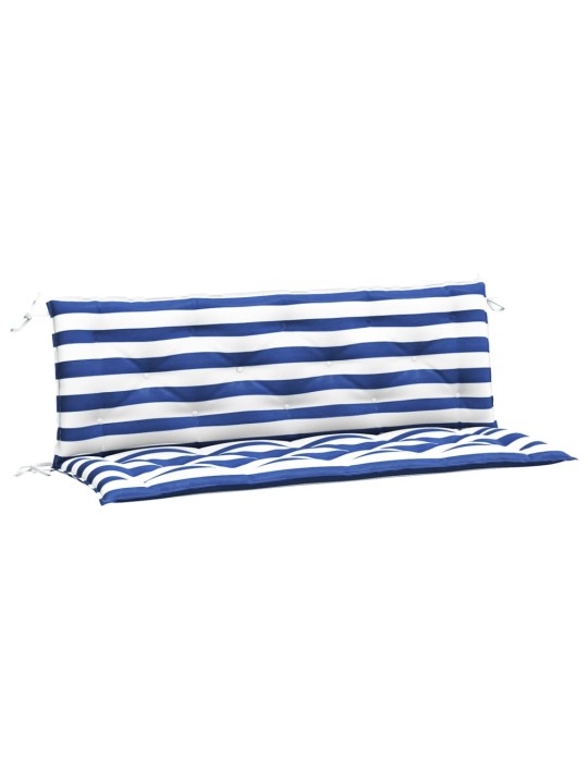 Podušky na lavici 2 ks modré a bílé pruhy 150x50x7 cm textil