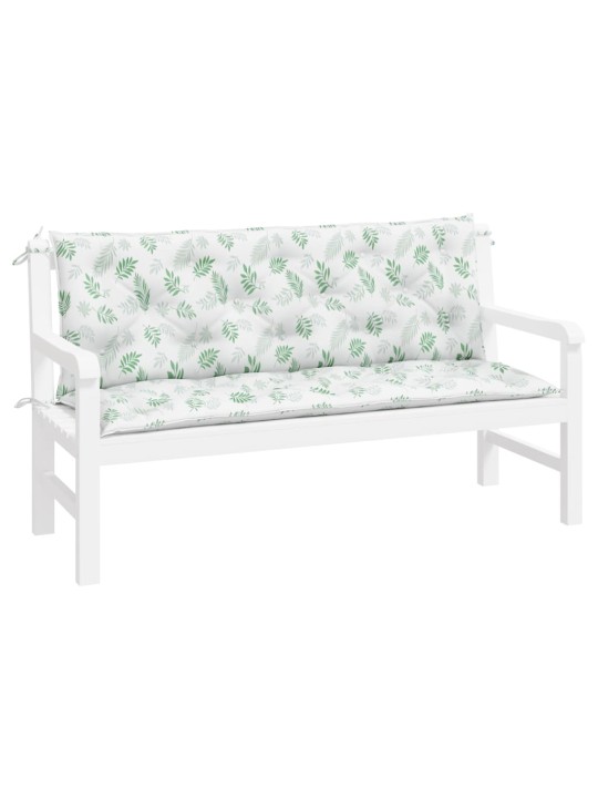 Podušky na zahradní lavici 2 ks vzor listů 150x50x7 cm textil