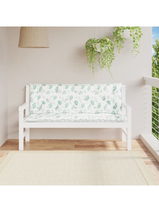 Podušky na zahradní lavici 2 ks vzor listů 150x50x7 cm textil