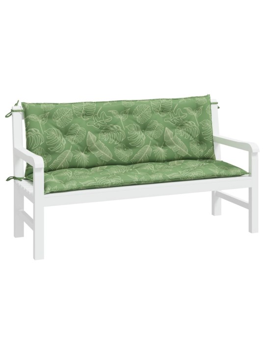 Podušky na zahradní lavici 2 ks vzor listů 150x50x7 cm textil