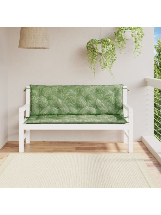 Podušky na zahradní lavici 2 ks vzor listů 150x50x7 cm textil