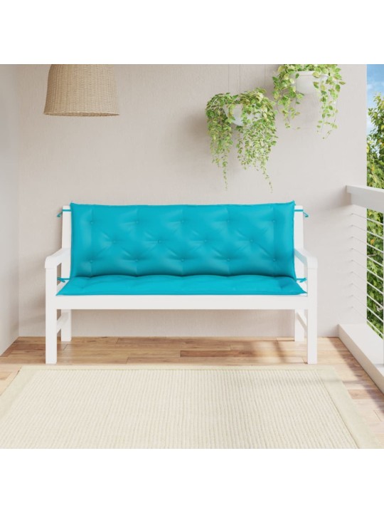 Podušky na zahradní lavici 2 ks tyrkysové 150x50x7 cm textil