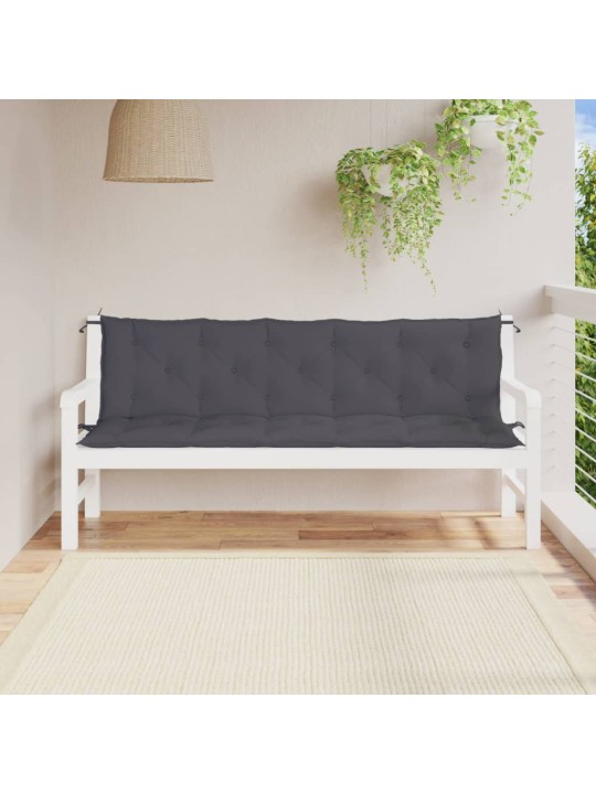 Podušky na zahradní lavici 2 ks antracitové 180x50x7 cm