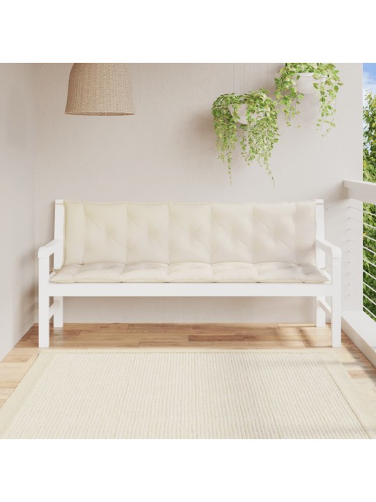 Podušky na zahradní lavici 2 ks krémově bílé 180x50x7 cm