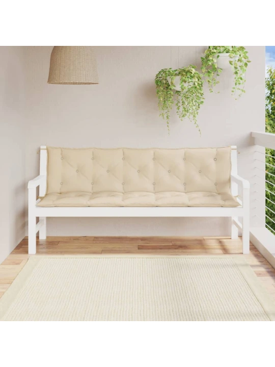Podušky na zahradní lavici 2 ks béžová 180x50x7cm látka oxford