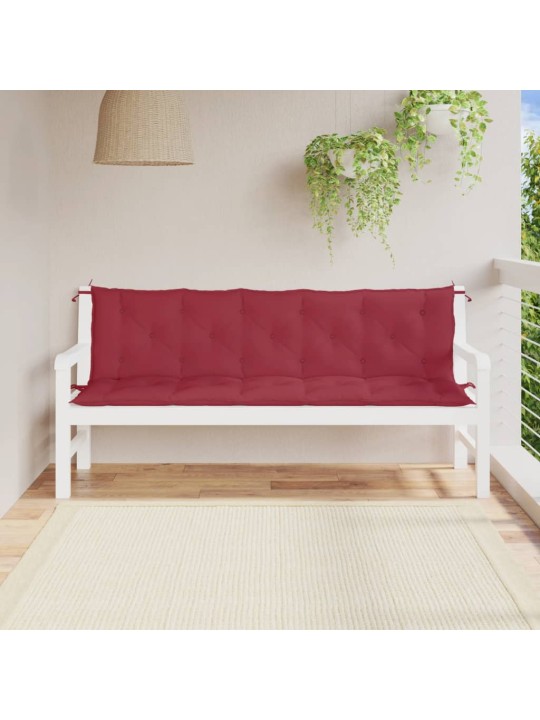 Podušky na zahradní lavici 2 ks vínové 180x50x7 cm látka oxford