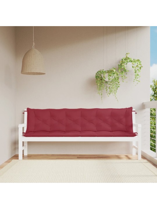 Podušky na zahradní lavici 2 ks vínové 200x50x7 cm látka oxford